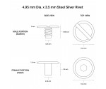 4.95 mm x 3.5 mm Silver Large Rivet